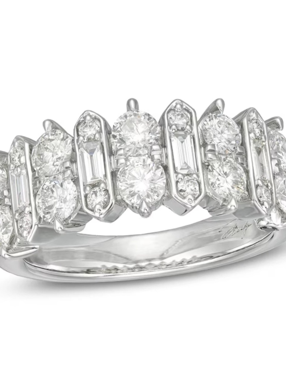Marilyn Monroe™ Collection Baguette and Round Stone Band Size 5 Ring - Picture 2 of 11